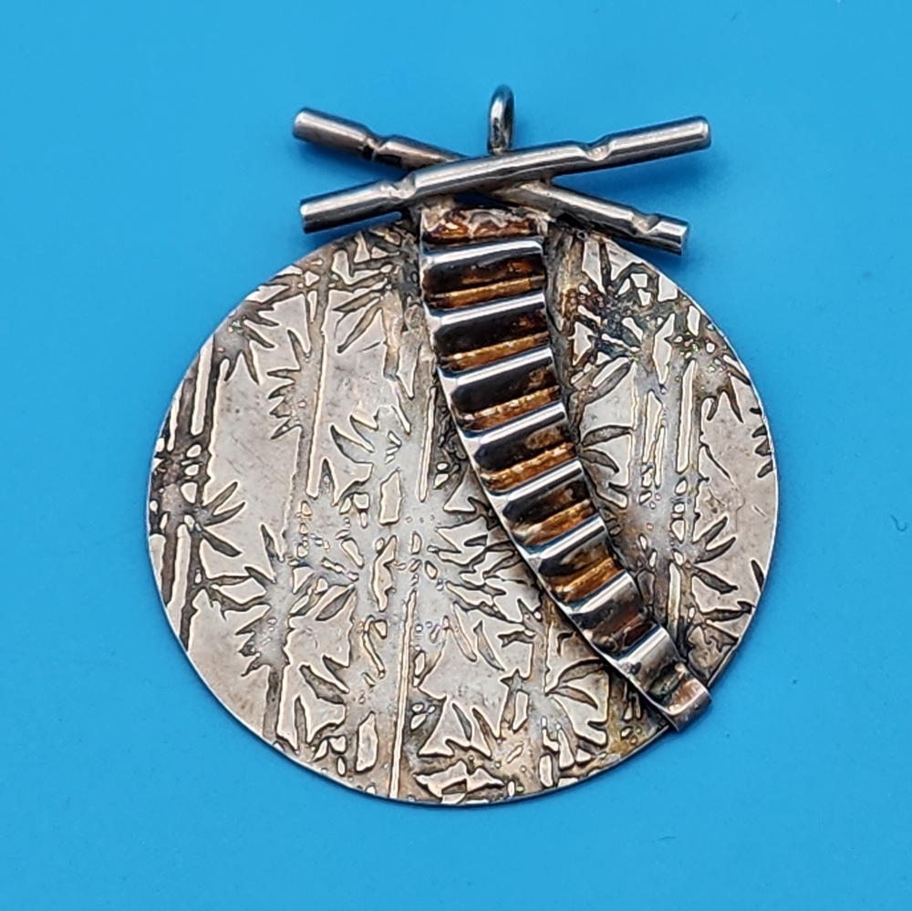 Vintage Signed Bamboo Sterling Pendant